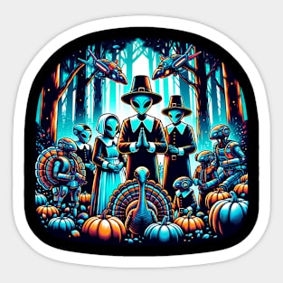 Alien Pilgrim Thanksgiving Sticker